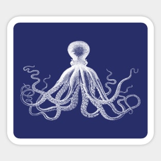 Octopus | Vintage Octopus | Tentacles | Sea Creatures | Nautical | Ocean | Sea | Beach | Navy Blue and White | Sticker